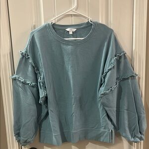 Women's Blue Ruffle Sweatshirt